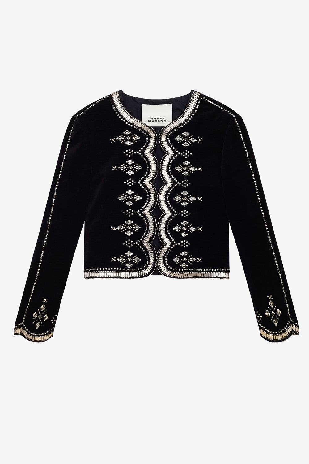 Hady short embroidered velvet jacket - Black and silver - Woman - 1