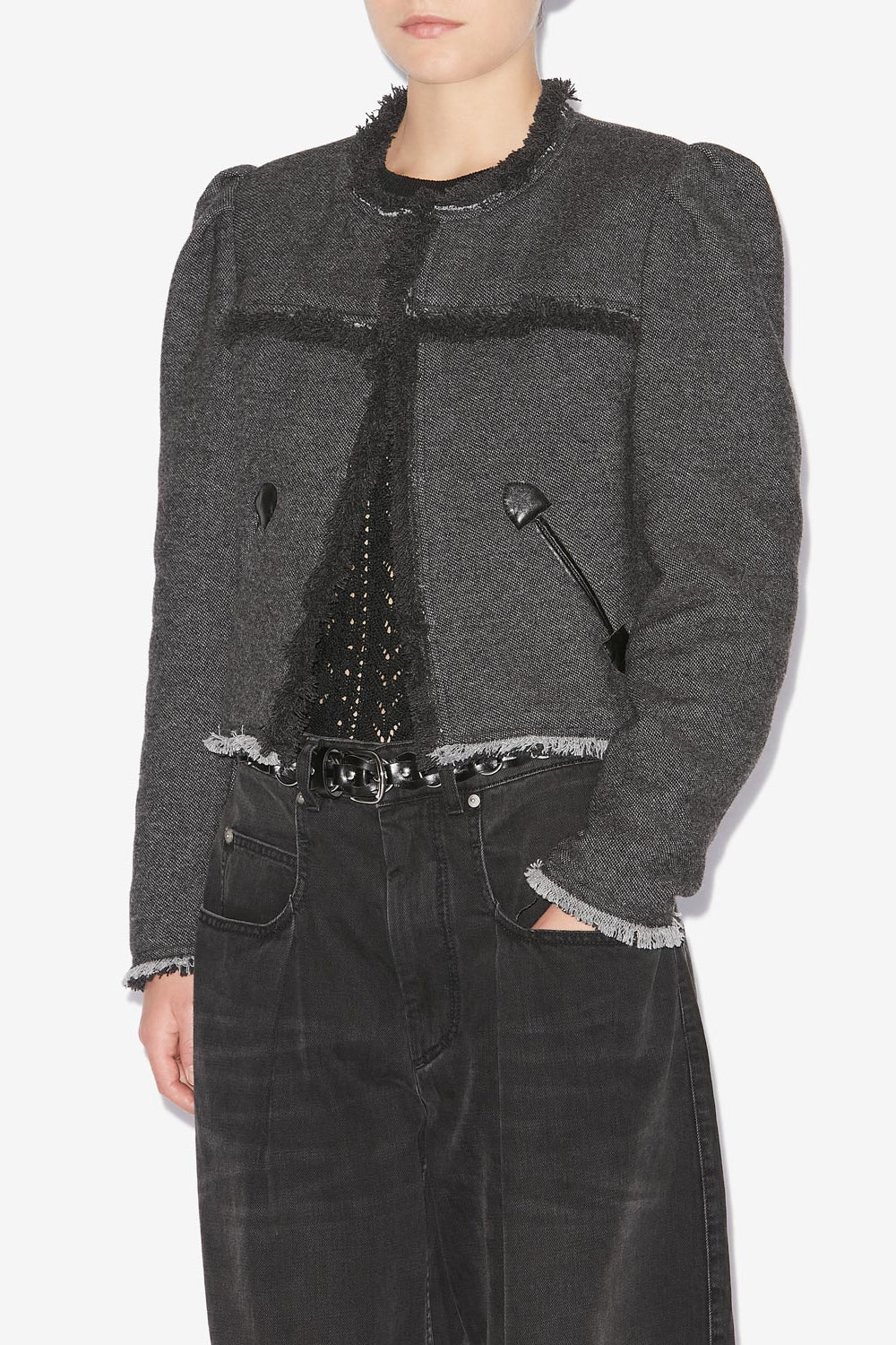 Delphina short graphic pattern jacket - Anthracite - Woman - 4