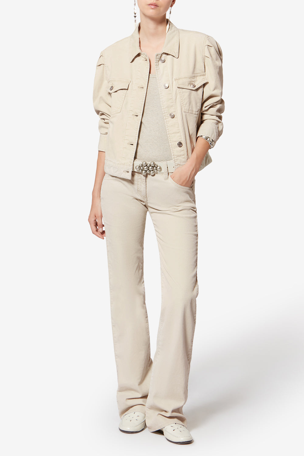 Chaqueta bolineav de pana lavada - Crudo - Woman