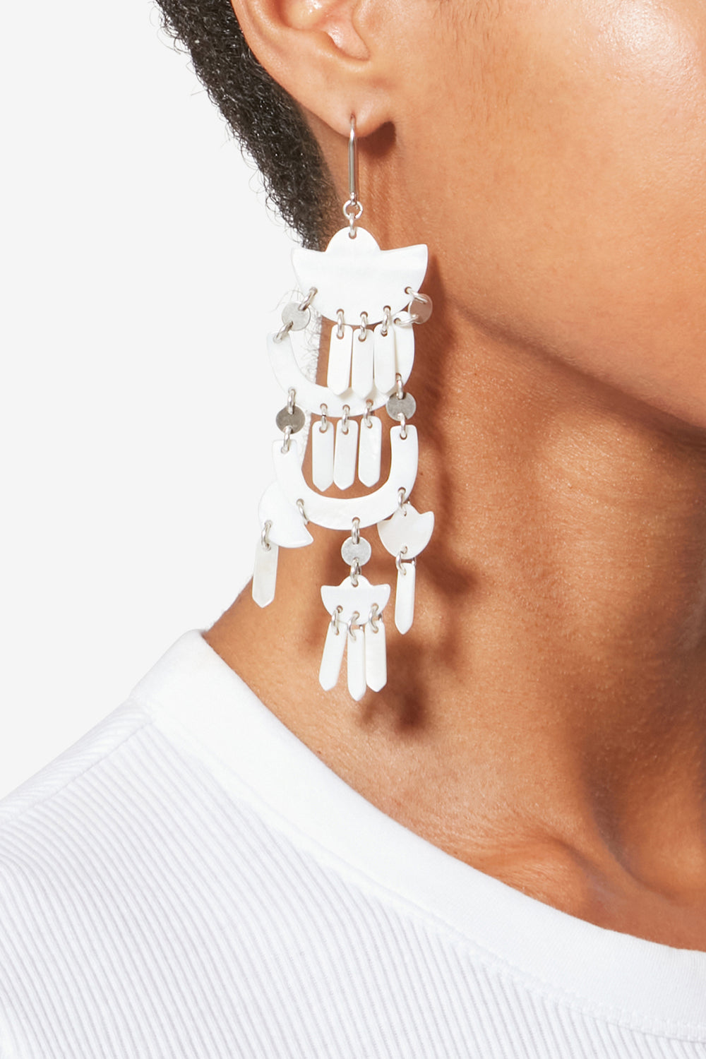 Yue earrings - White and silver - Woman - 2