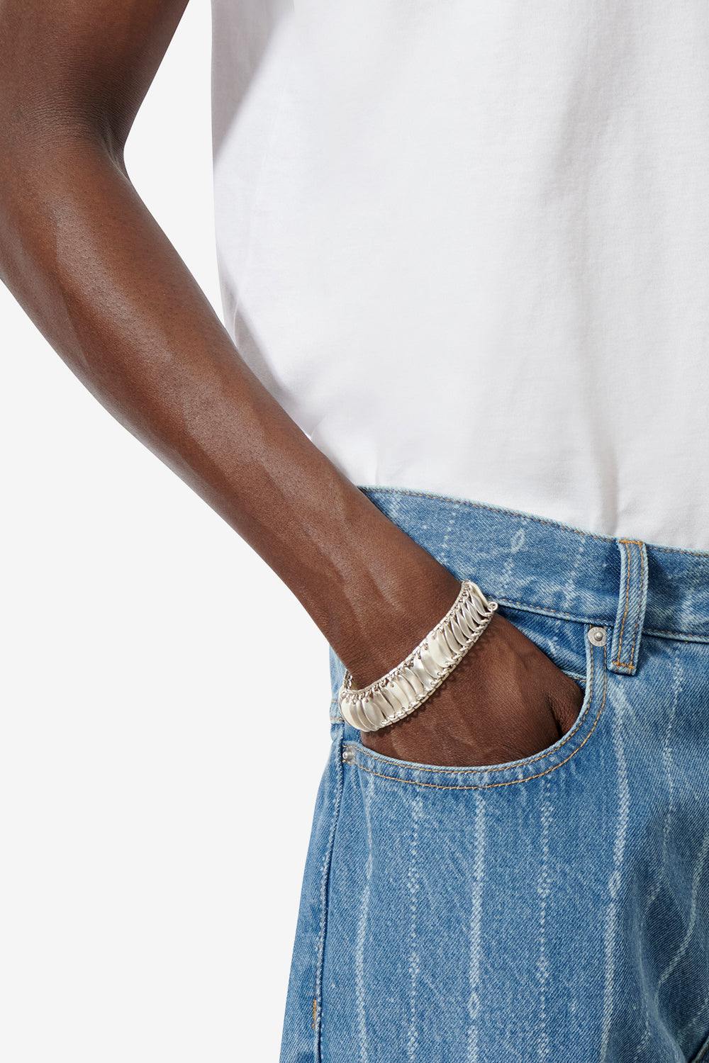 Bracciale largo con mini-piastrine ailys man - Silver-gold - Man - 2