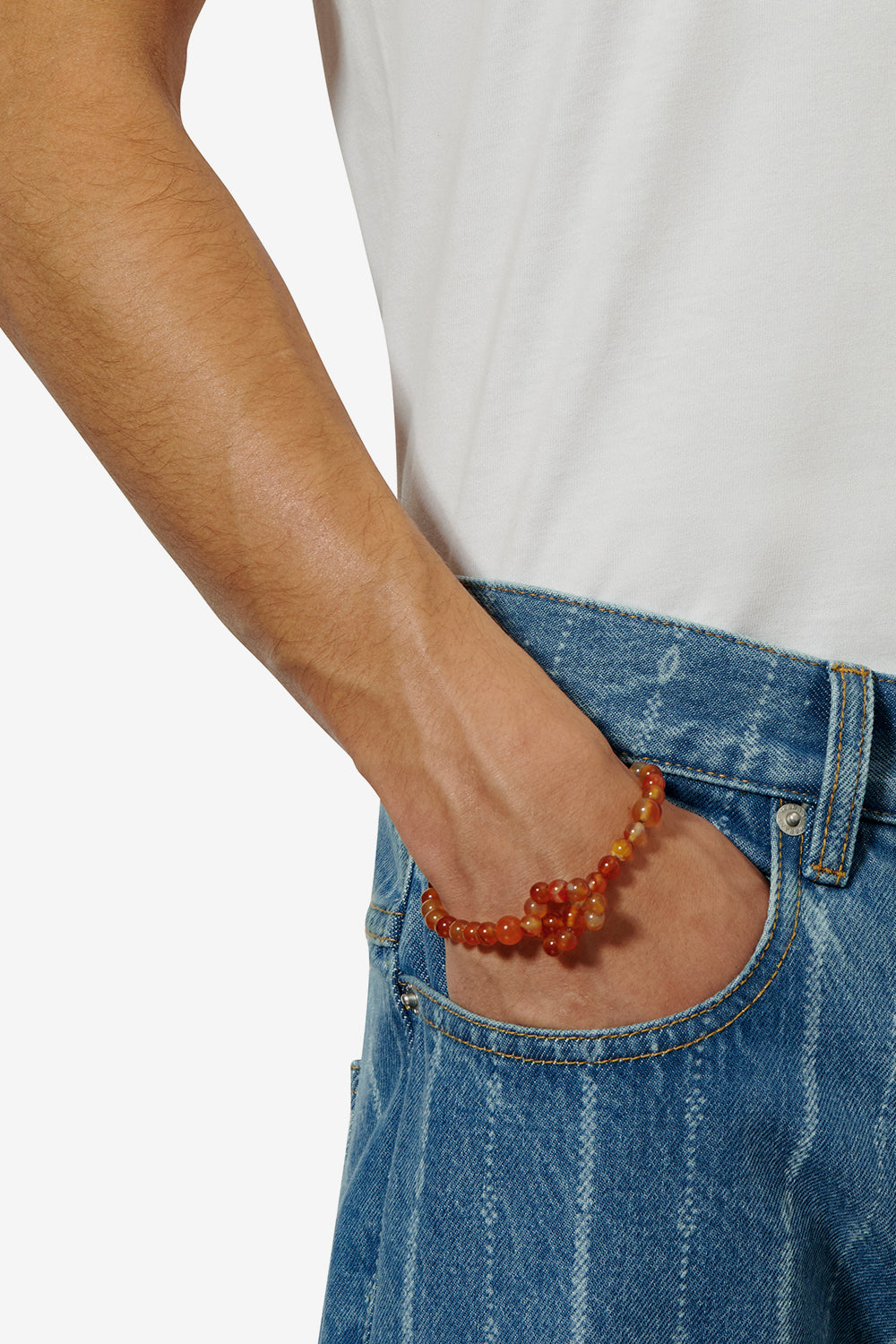 Bracciale con perle in pietra noah - Poppy orange-silver - Man - 2