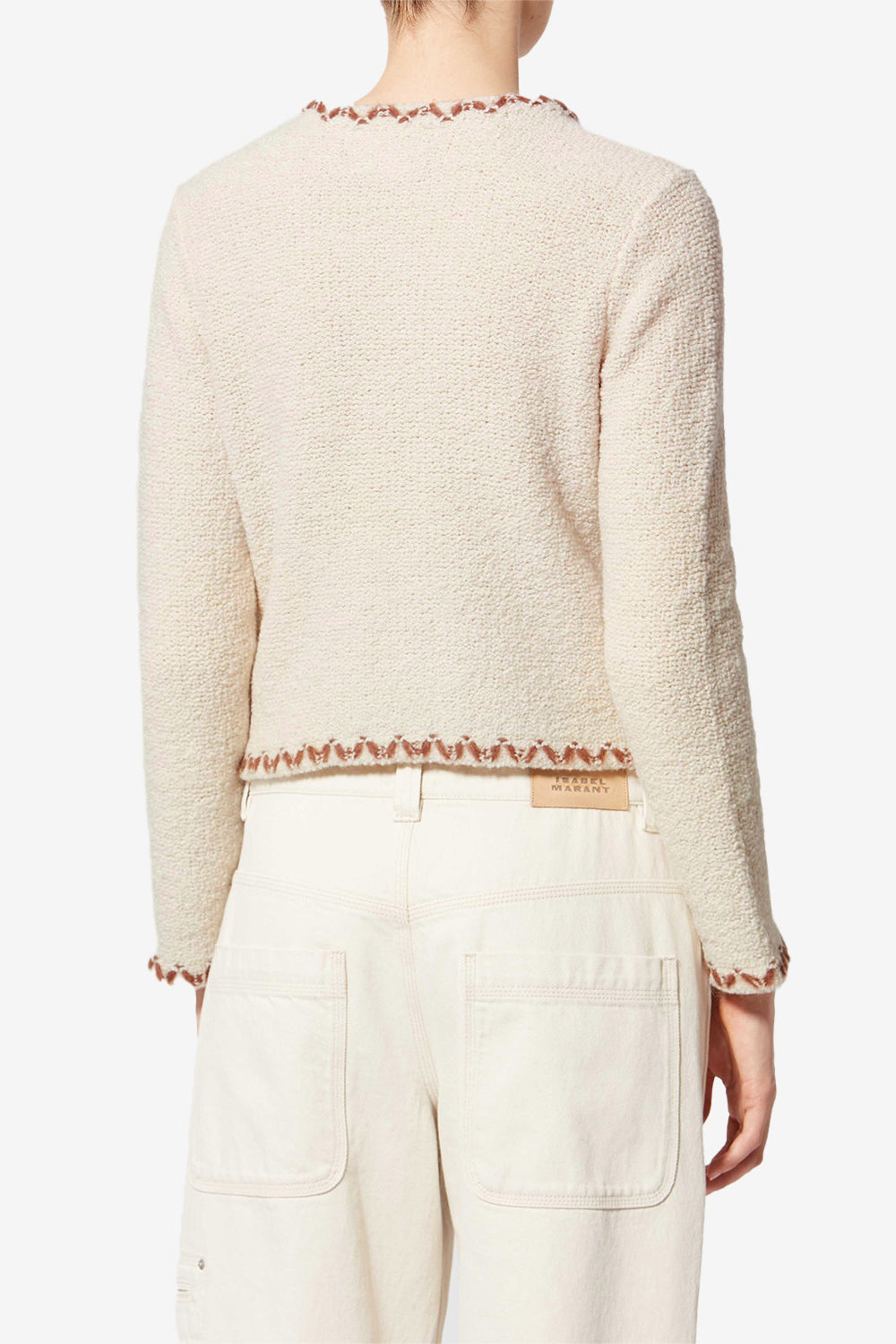 Rochelle merinos wool tweed cardigan - Ecru-bronze - Woman - 5