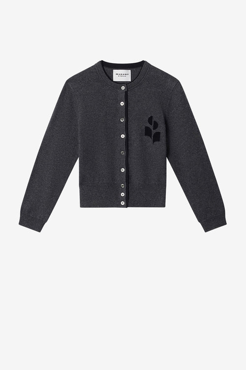 Lona two-toned cotton and wool cardigan - Anthracite-black - Woman