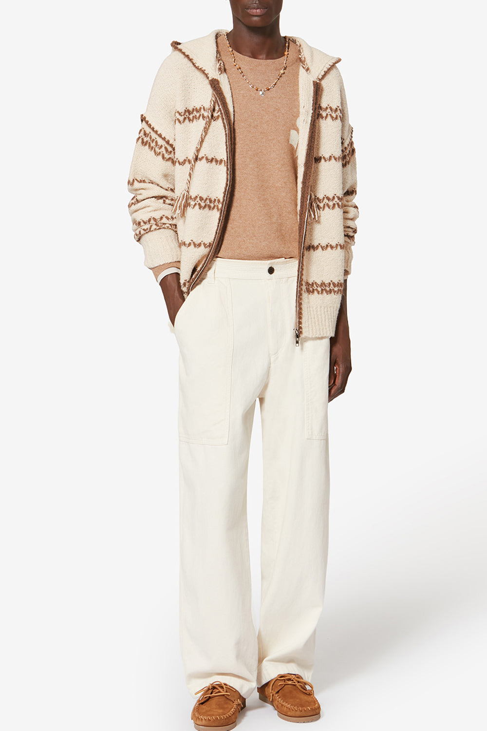 Cardigan en laine moulinée rolian - Écru-bronze - Man - 2