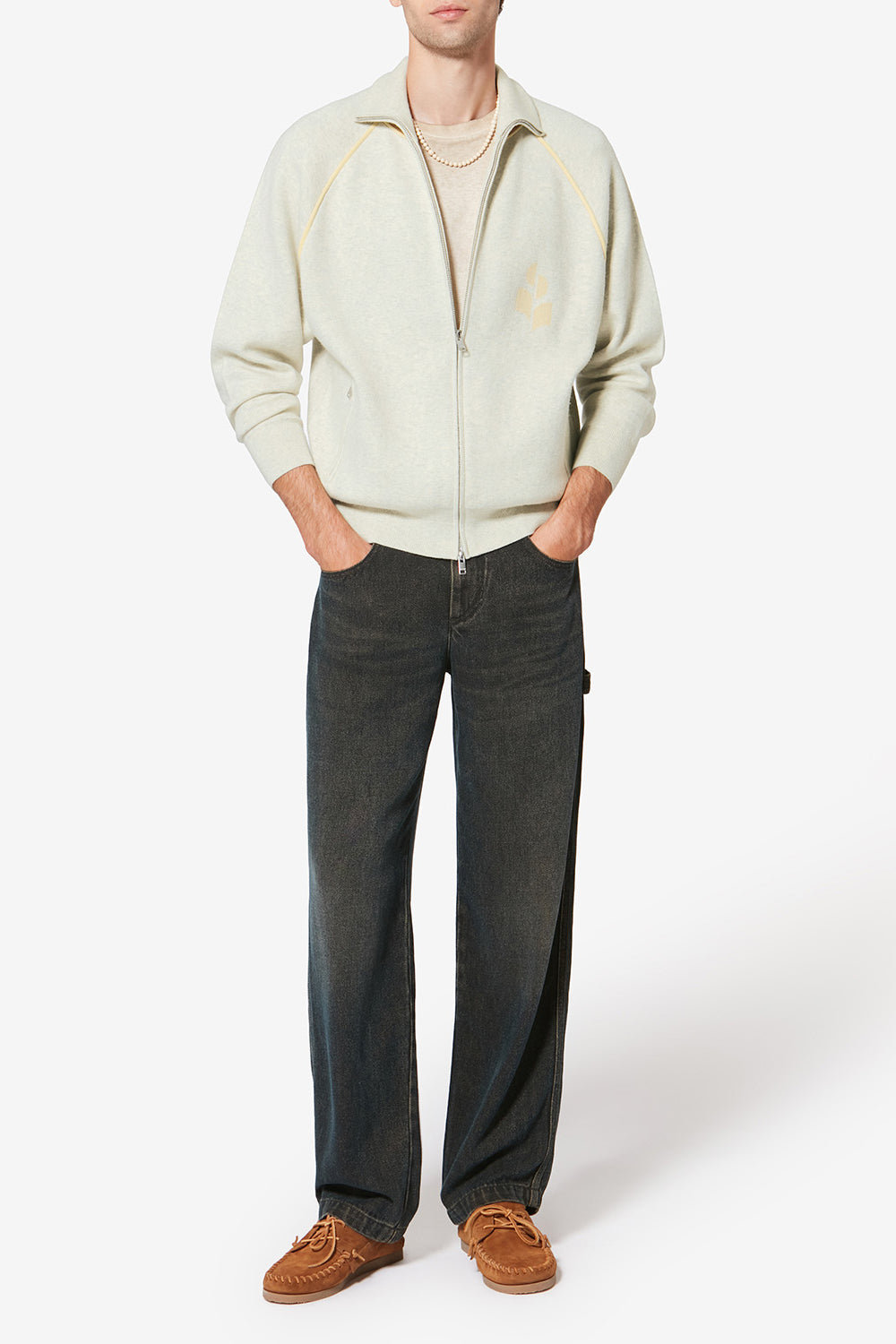 Sportlicher cardigan sergio aus strick - Light grey-light yellow - Man - 2