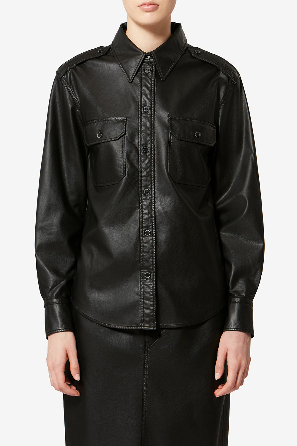 Noee shirt in fine and soft faux leather - Black - Woman - 4