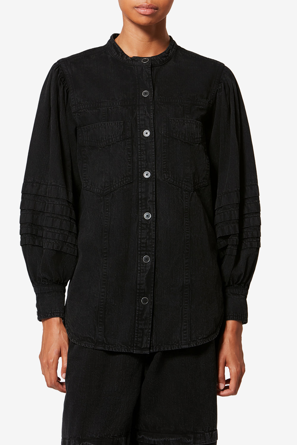 Camicia in chambray délavé mileda - Nero lavato - Woman - 4