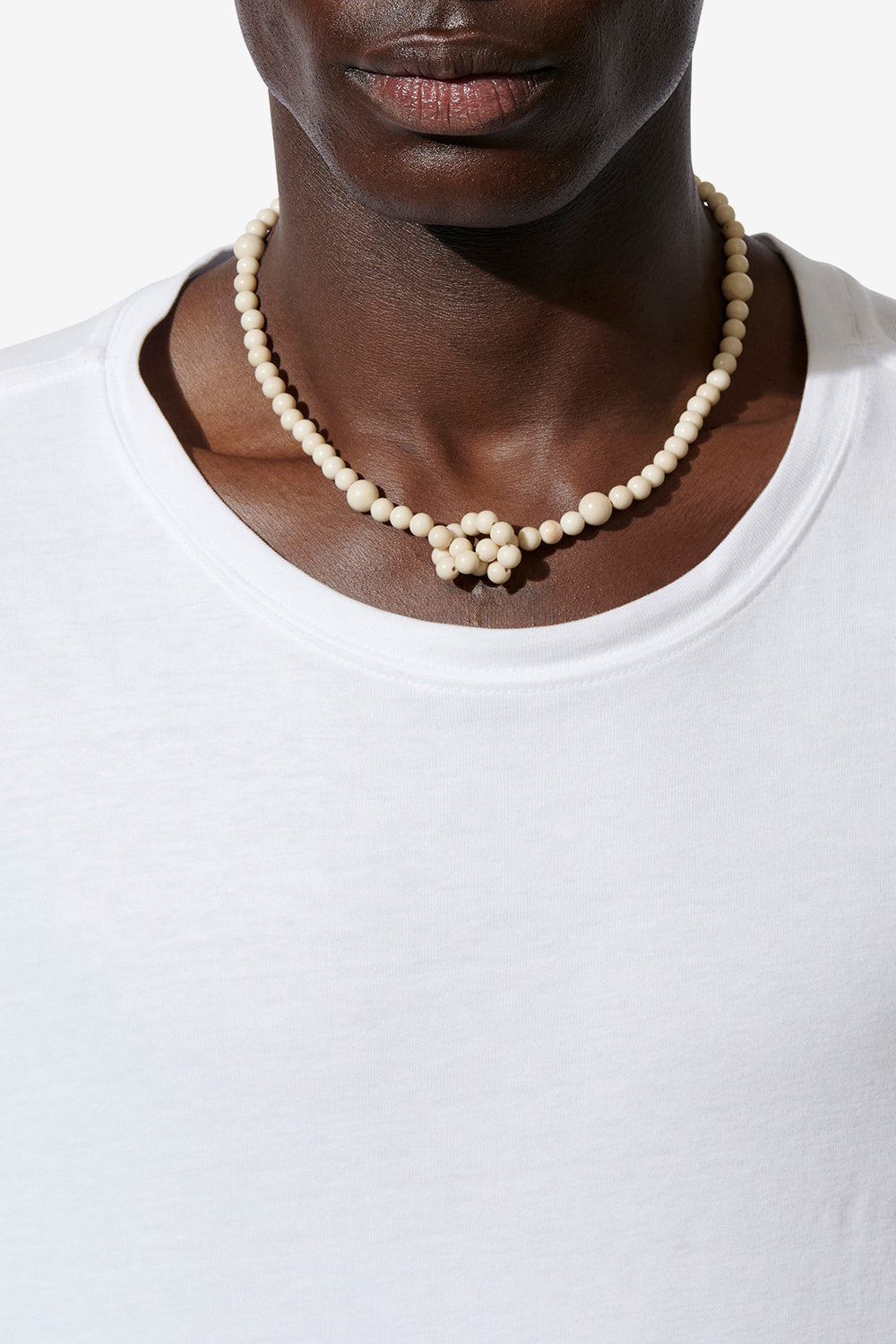 Collana con perle in pietra noah - Ecru-silver - Man - 2