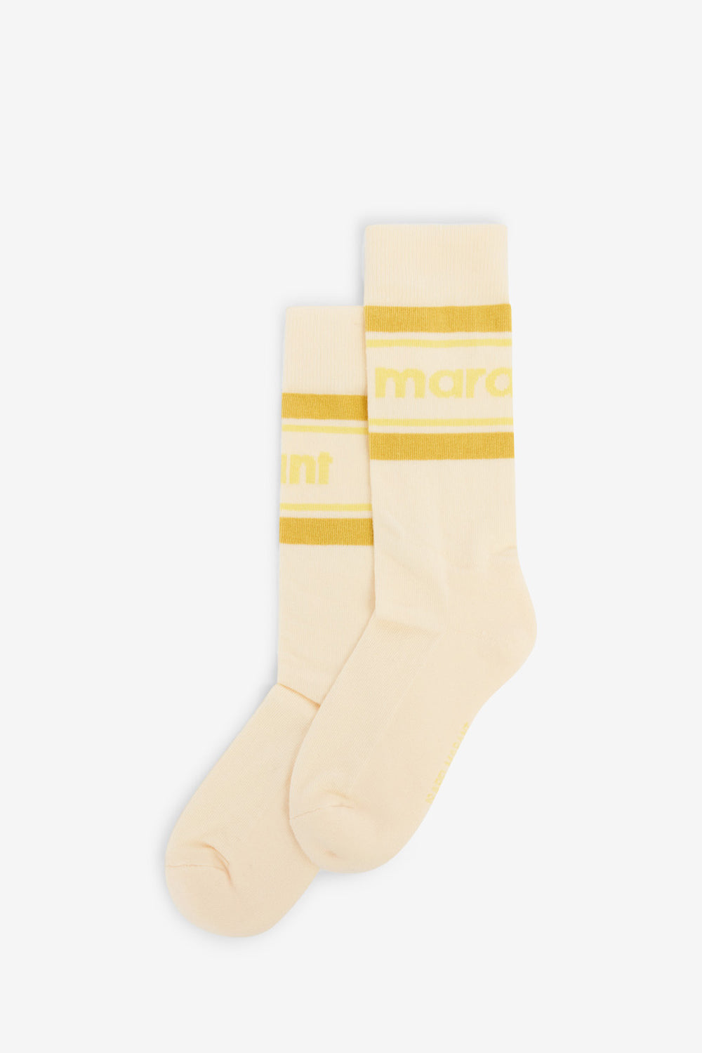 Donna sporty striped mid-calf socks - Ecru and yellow - Man - 1