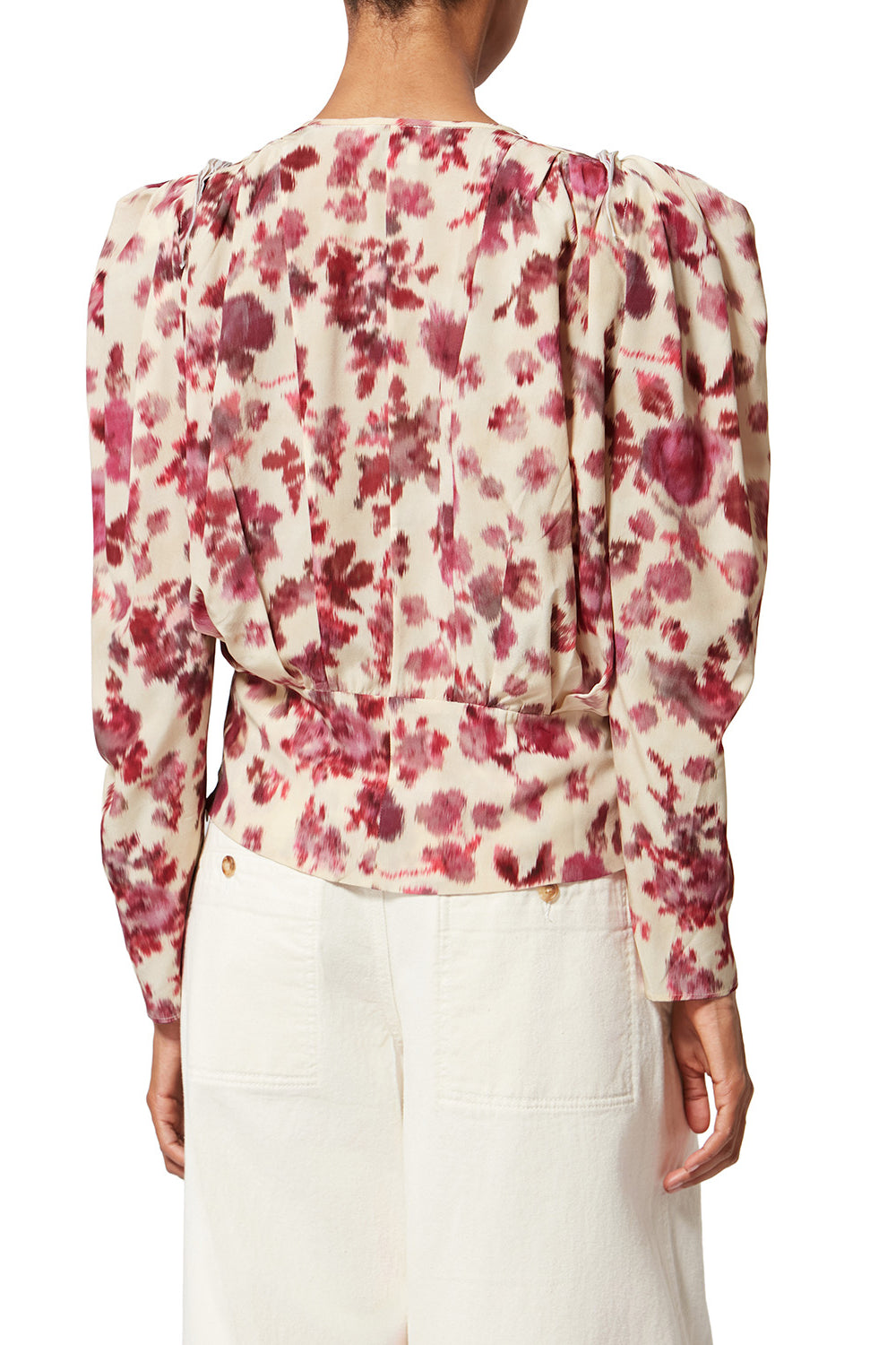 Top corto stampato in seta stretch zarga - Rosa - Woman - 5