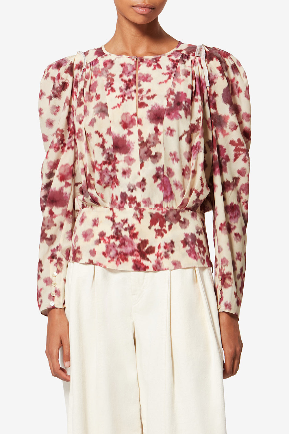 Top corto stampato in seta stretch zarga - Rosa - Woman - 4