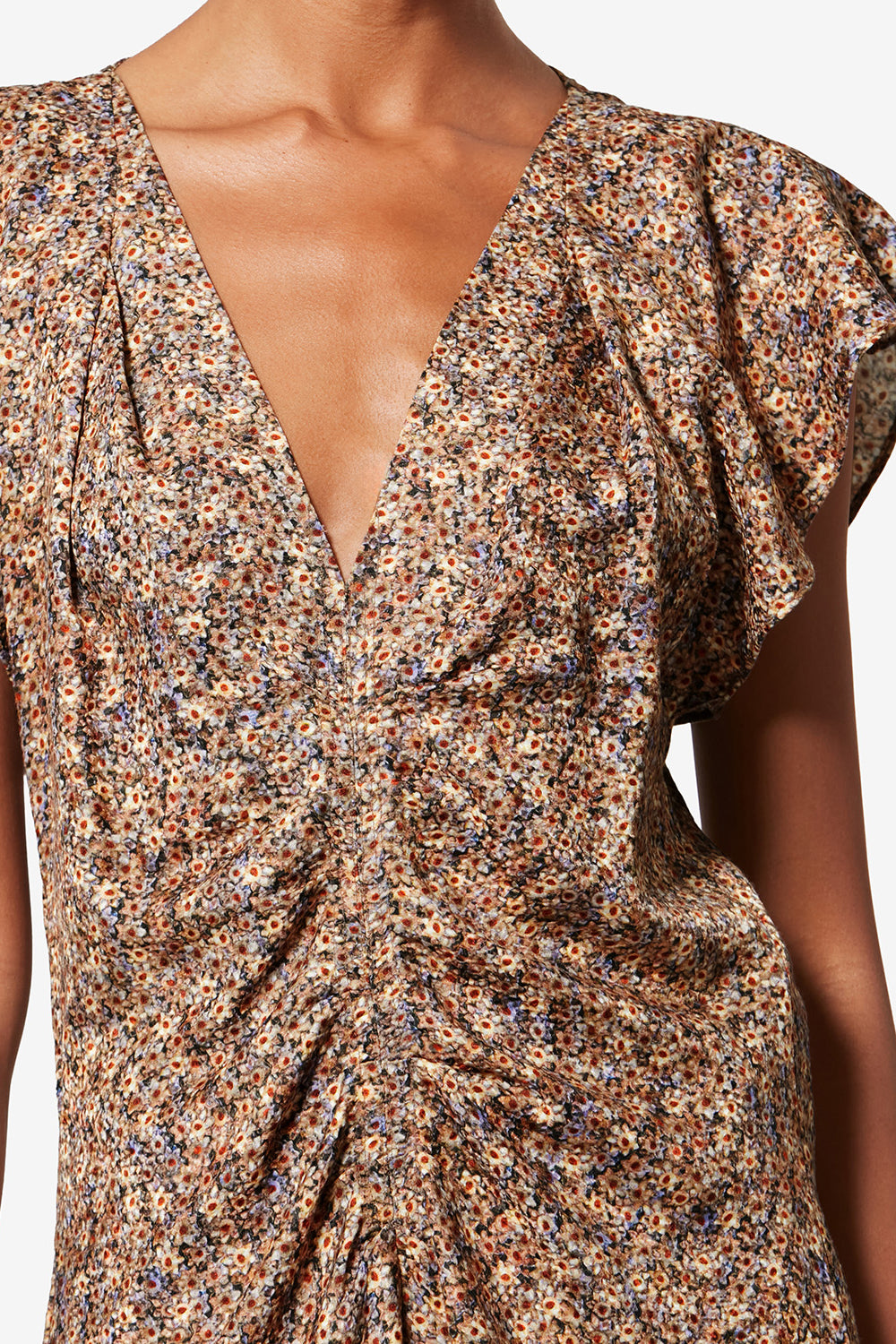 Lonea draped floral silk jacquard top - Ochre - Woman - 3