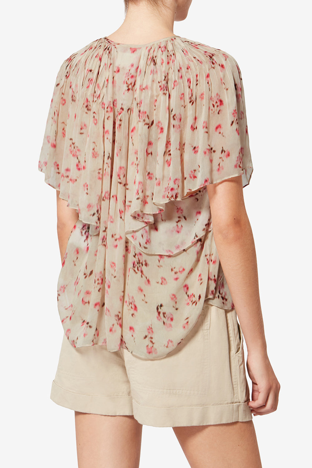 Neslya short-sleeve printed muslin blouse - Beige - Woman - 5
