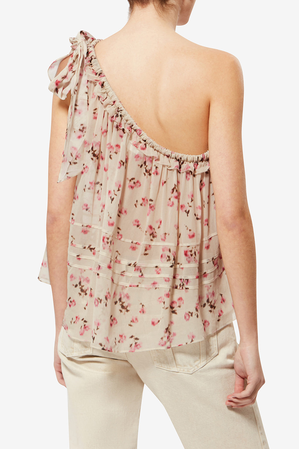 Loeva asymmetrical printed muslin top - Beige - Woman - 5