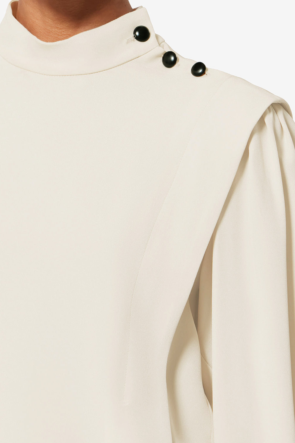 Felissa long-sleeve flowing crepe top - Ecru - Woman - 3