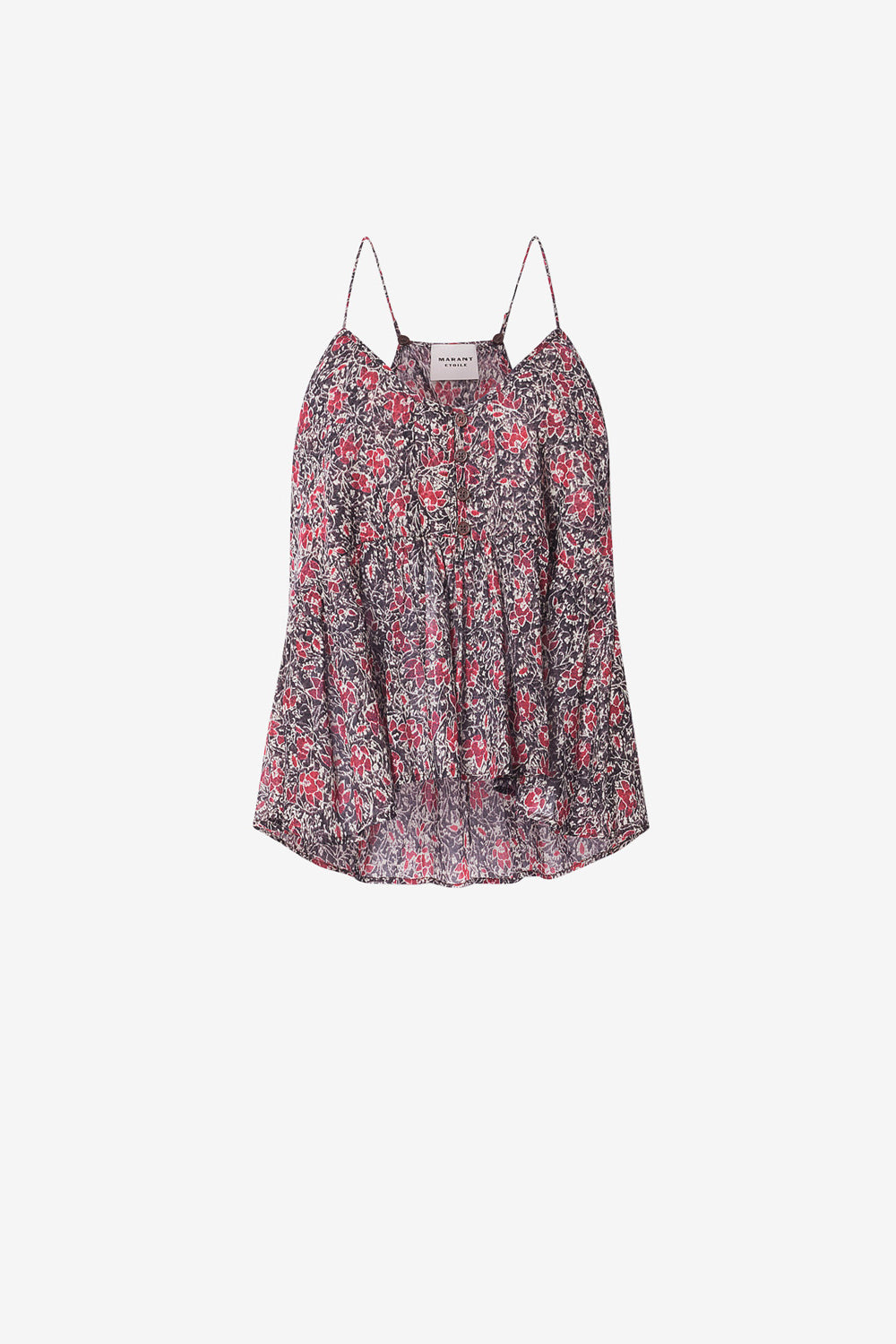 Top con spalline lirhetta in voile di cotone biologico stampato - Crushed berry - Woman - 1