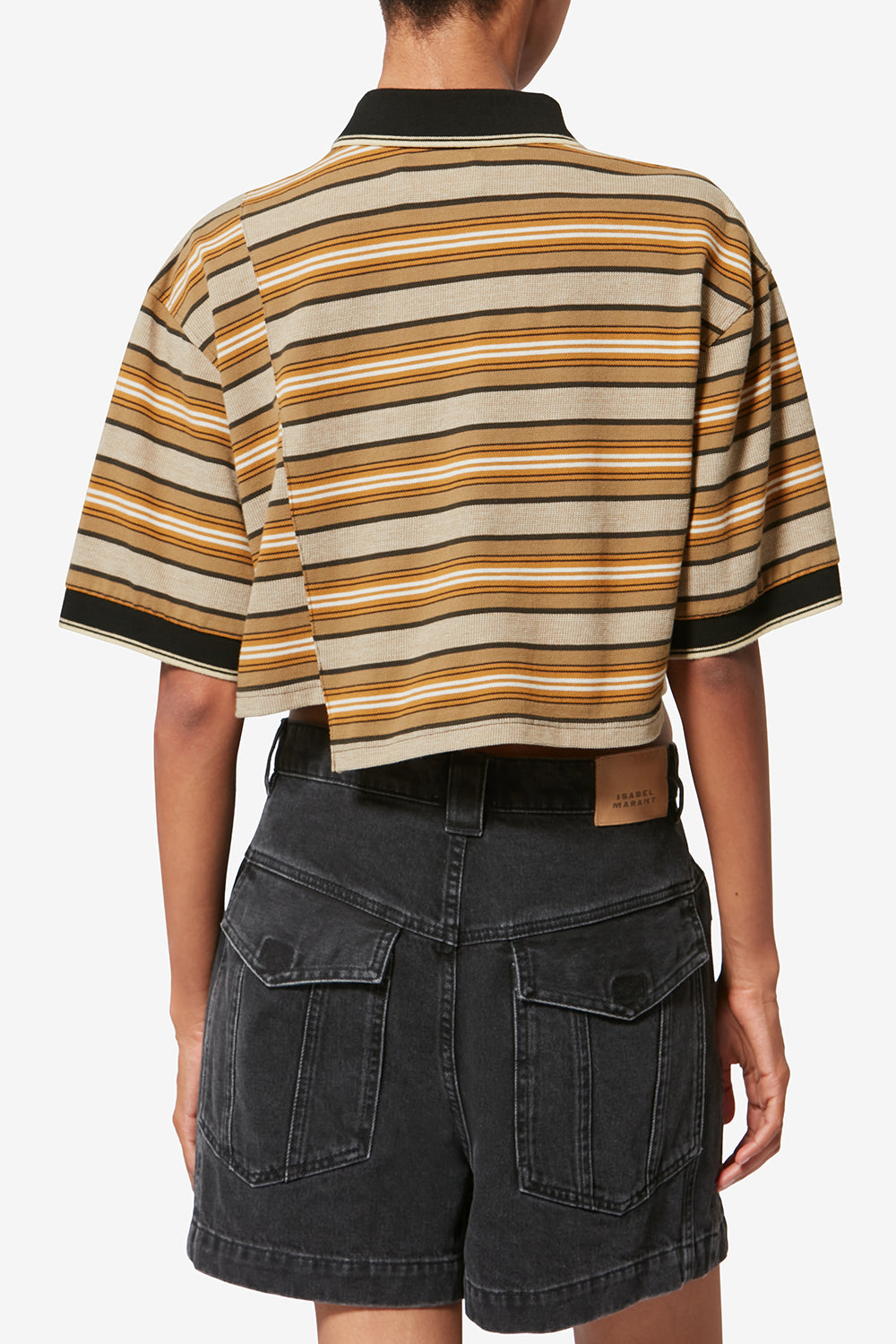 Polo isalyne de algodón piqué a rayas - Beige-khaki - Woman - 5