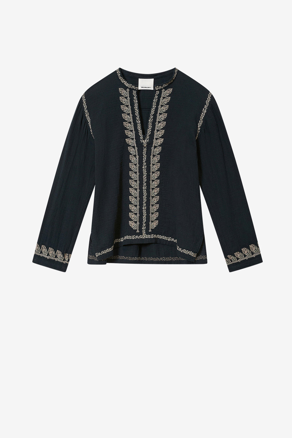 Blusa cizalie de gasa de algodón bordado - Negro lavado - Man - 1