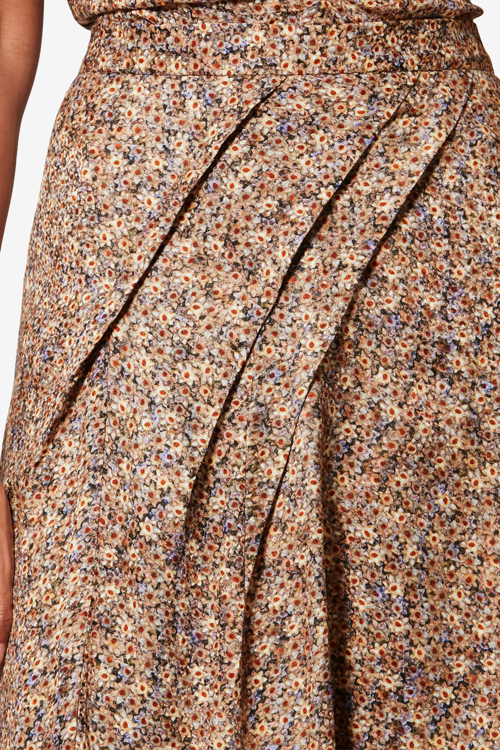 Jupon en jacquard de soie fleuri cacia - Ocre - Woman - 3