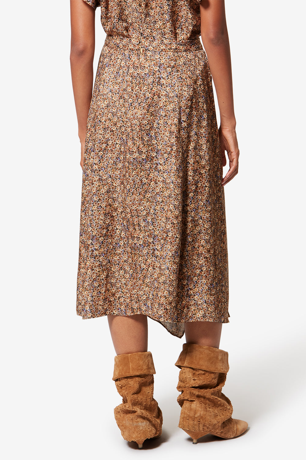 Jupon en jacquard de soie fleuri cacia - Ocre - Woman - 5