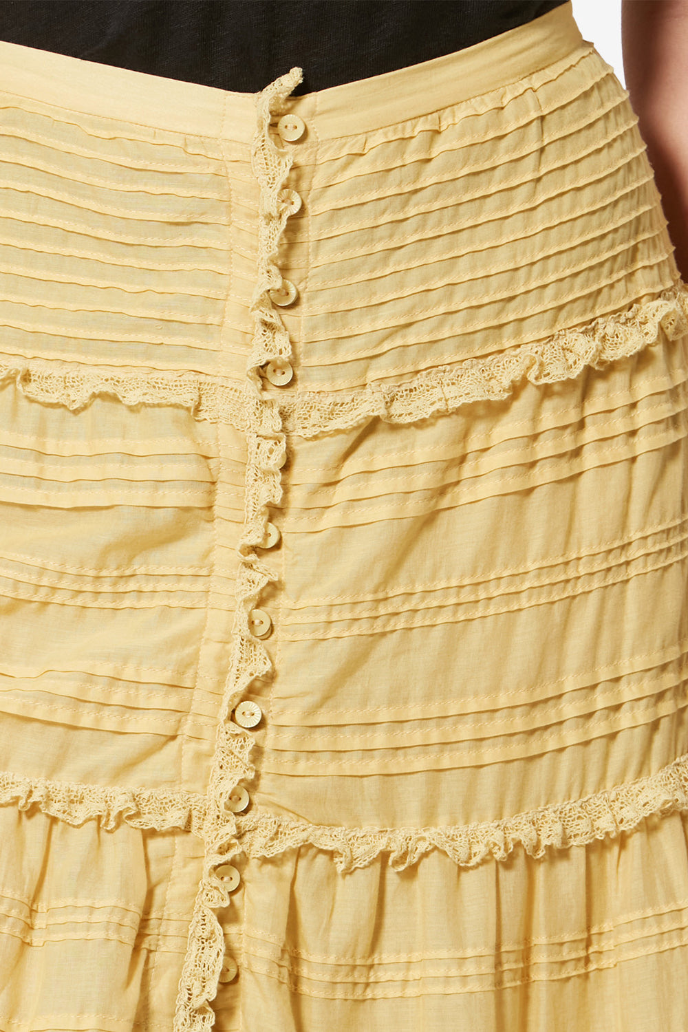 Paoline frilly cotton and floral lace skirt - Light ochre - Woman - 3