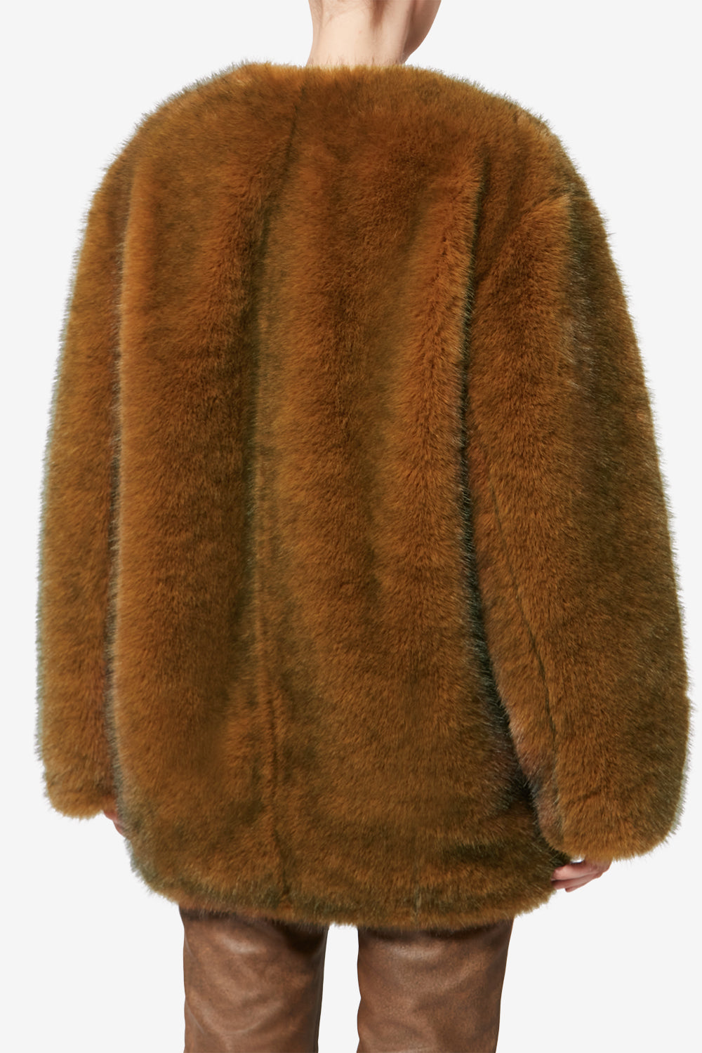 Manteau court en fausse fourrure aglae - Ocre - Woman - 5