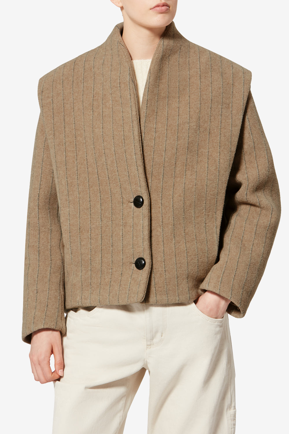 Manteau dyogo-ga en laine - Taupe - Woman - 4