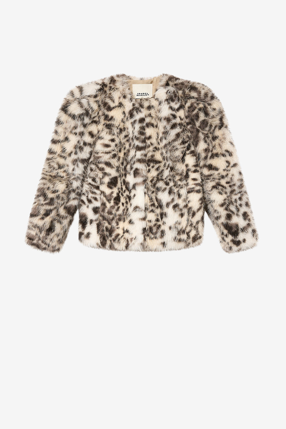 Bahria mottled faux fur teddy coat - Ecru and black - Woman - 1