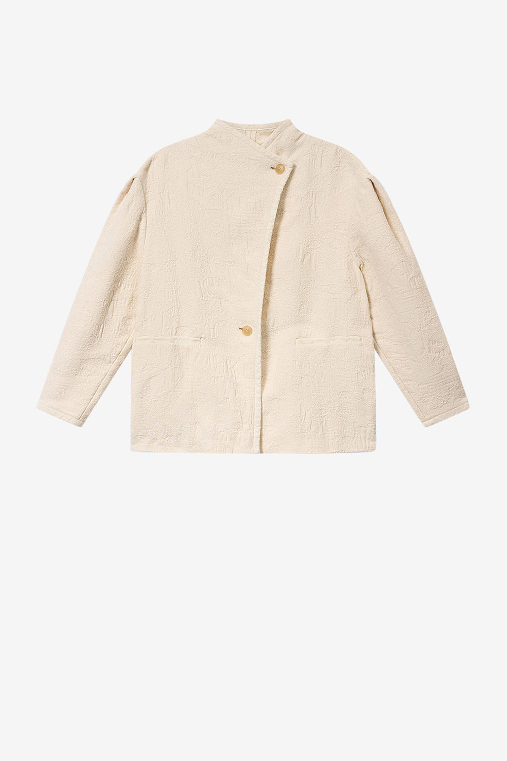 Manteau court uadie en coton texturé - Écru - Woman - 1