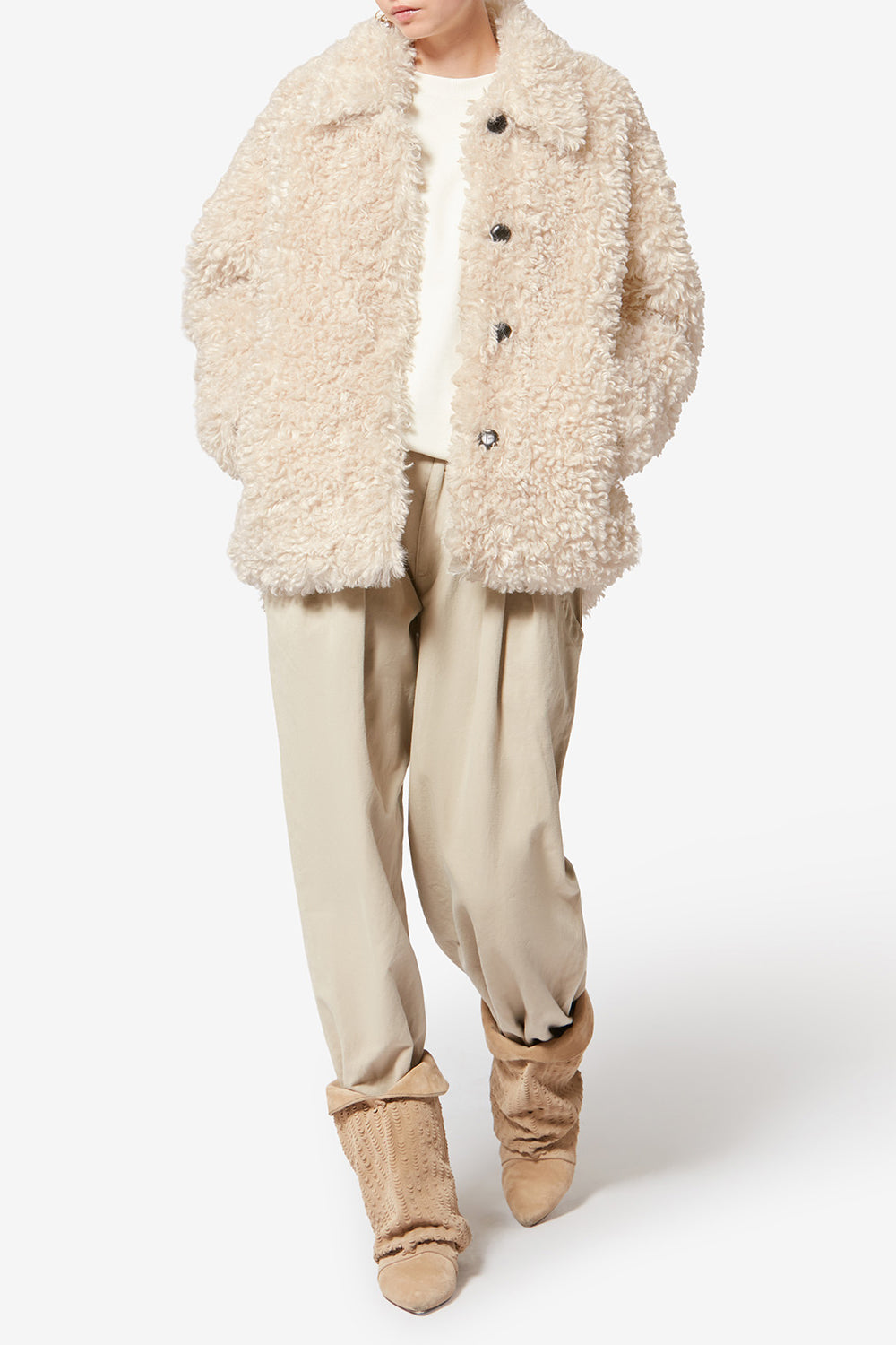 Tarvey short curly faux fur coat - Ecru - Woman - 2