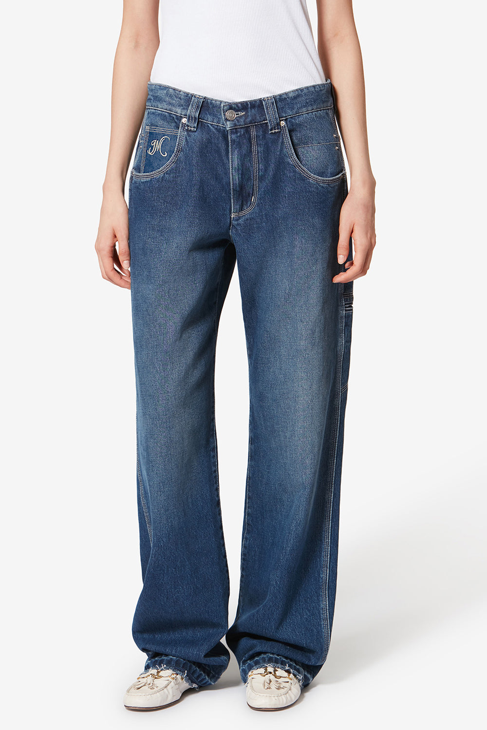 Jeyda topstitched denim jeans - Blue - Woman - 4