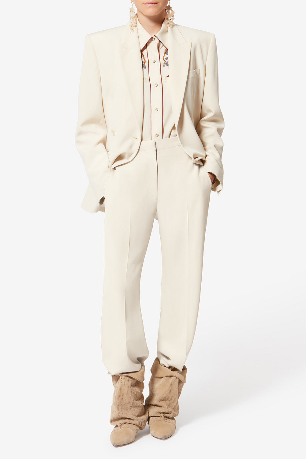 Pantalon de costume neonda en crêpe fluide - Écru - Woman - 2