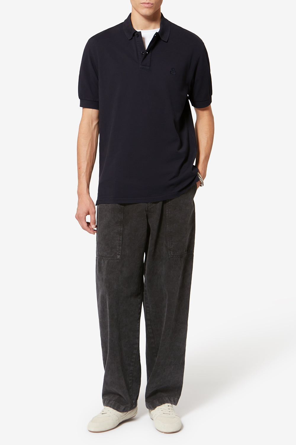 Kurzärmeliges poloshirt afko aus piqué-baumwolle - Schwarz gewaschen - Man - 2