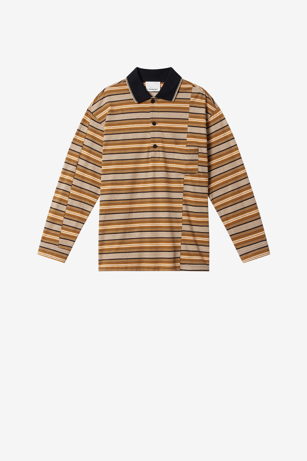 Polo à manches longues sorel en coton piqué rayé - Beige-kaki - Man - 1