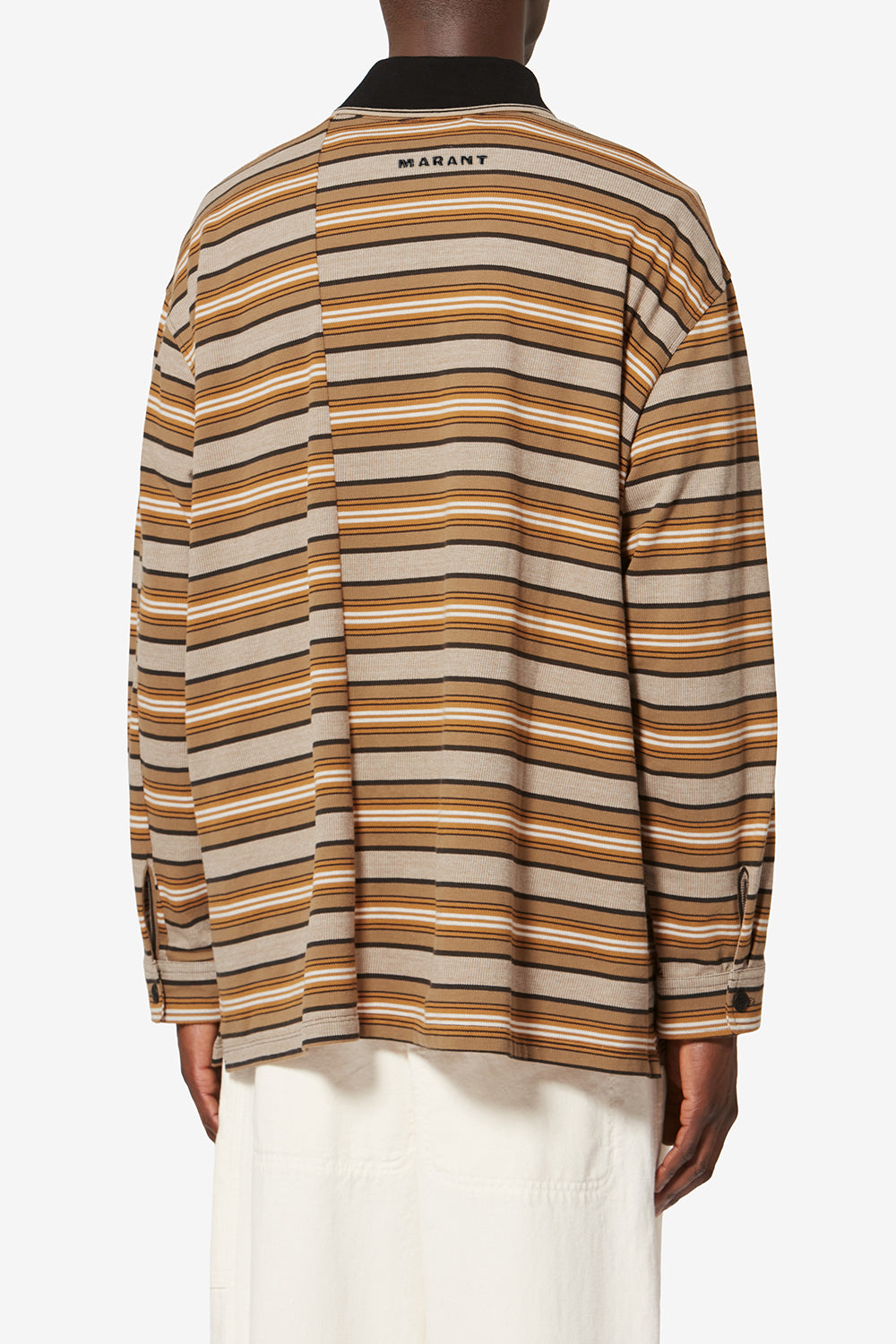 Polo à manches longues sorel en coton piqué rayé - Beige-kaki - Man - 5