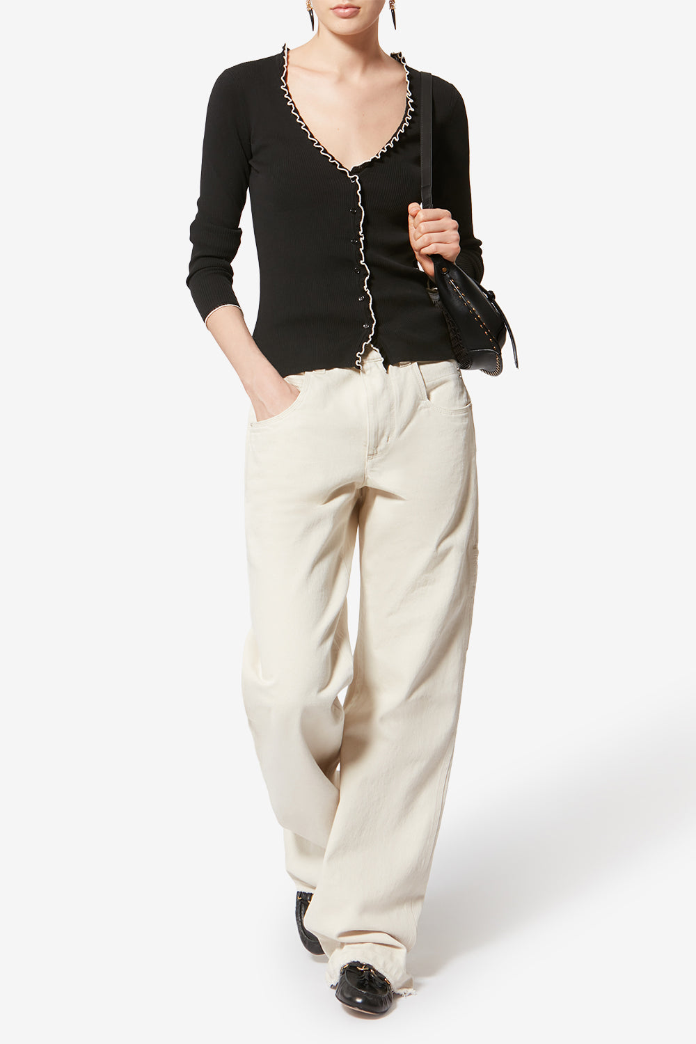 Oskan moon soft leather shoulder bag - Black - Woman - 7