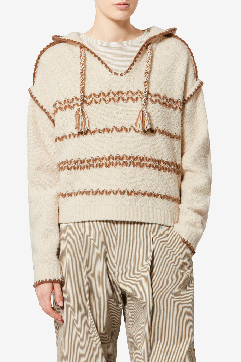 Romera メリノウール ツイード フード付きセーター - Ecru-bronze - Woman - 4