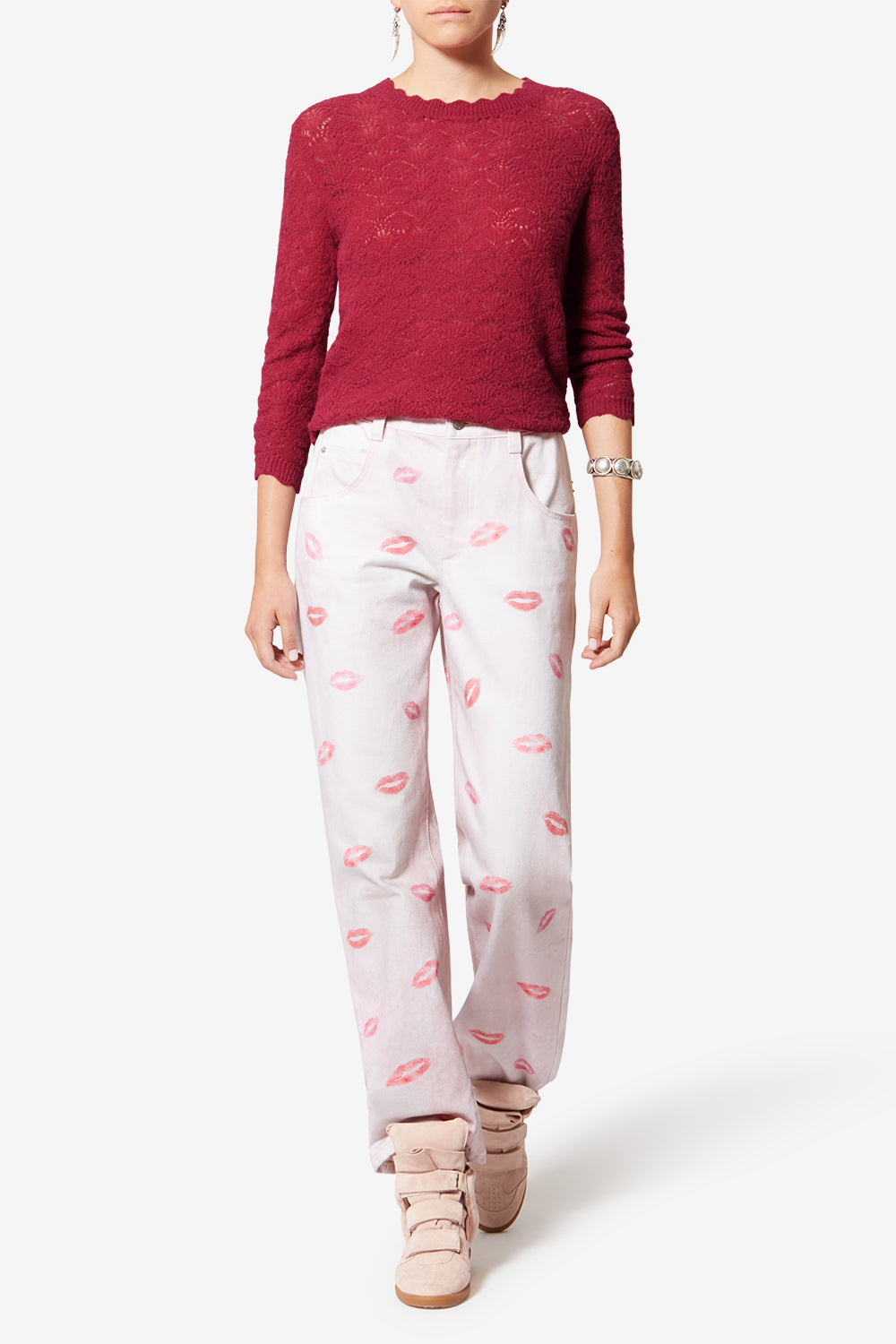 Leonette alpaca lace sweater - Fuchsia - Woman - 2