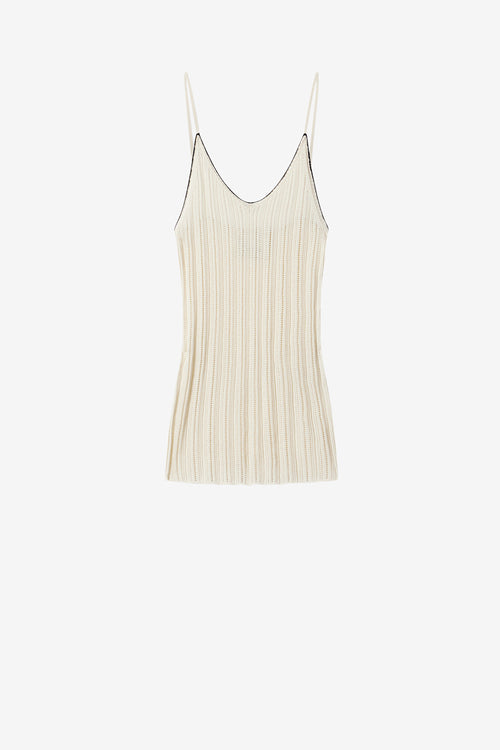 Débardeur en maille coton et soie india - Écru - Woman