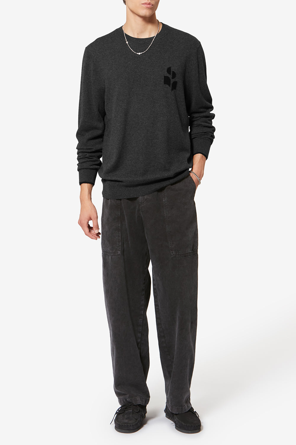 Feiner pullover aus baumwolle und wolle antea - Anthracite-black - Man - 2