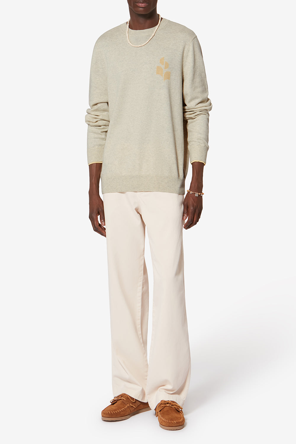 Feiner pullover aus baumwolle und wolle antea - Light grey-light yellow - Man - 2