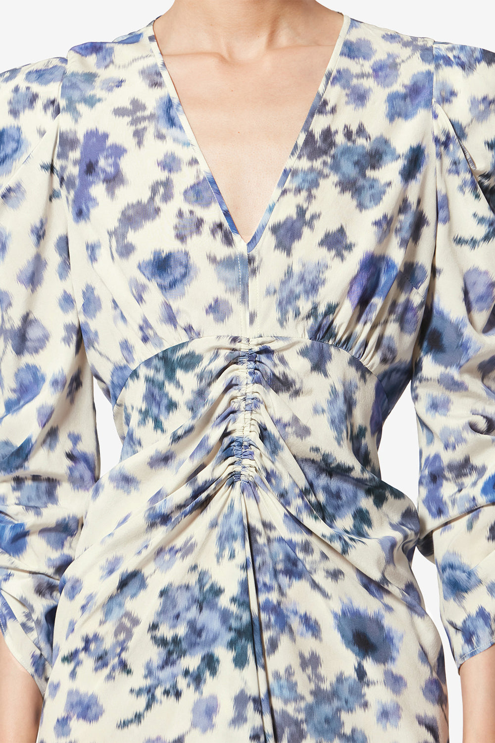 Robe longue en soie stretch imprimée albini - Bleu - Woman - 3