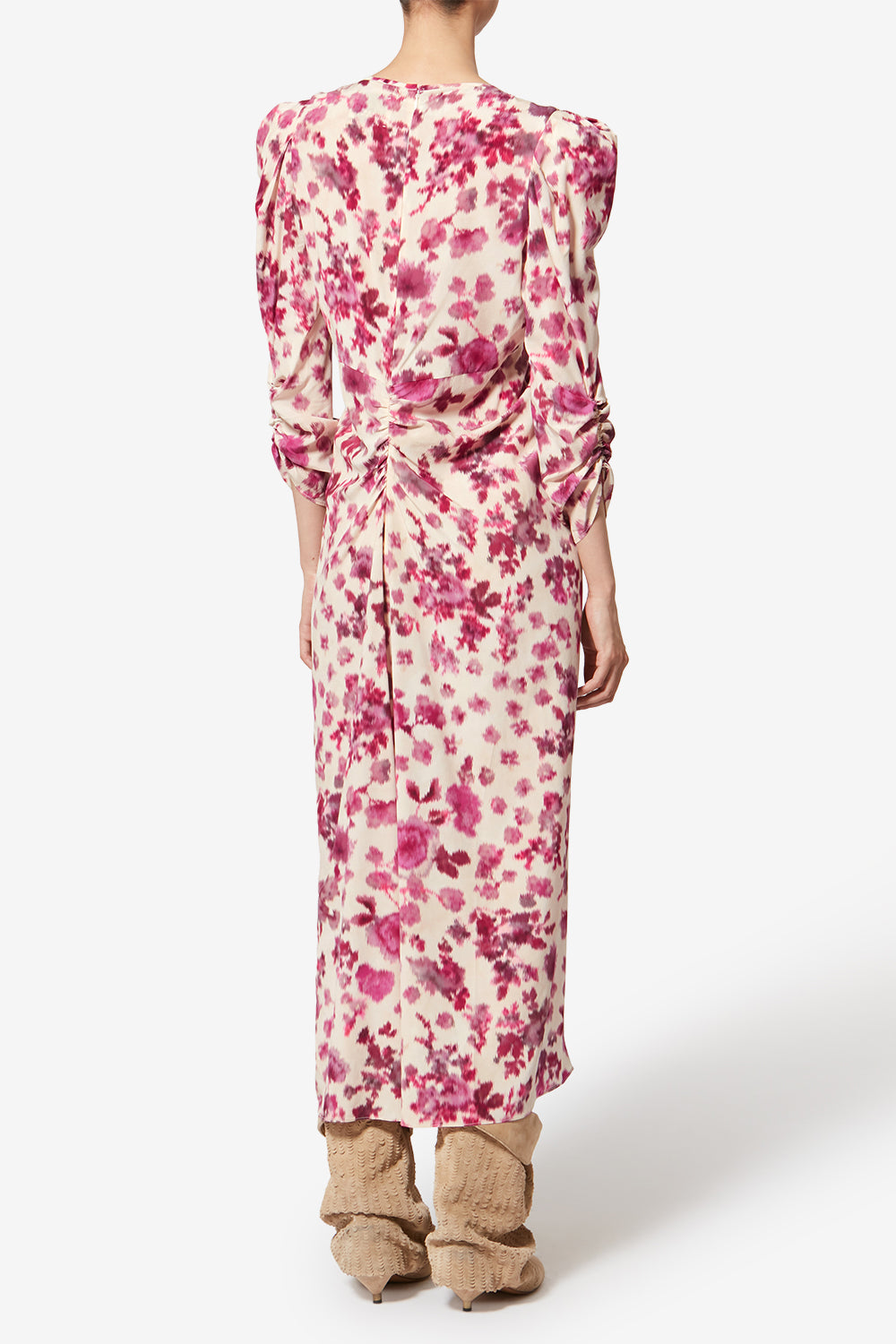 Robe longue en soie stretch imprimée albini - Rose - Woman - 4