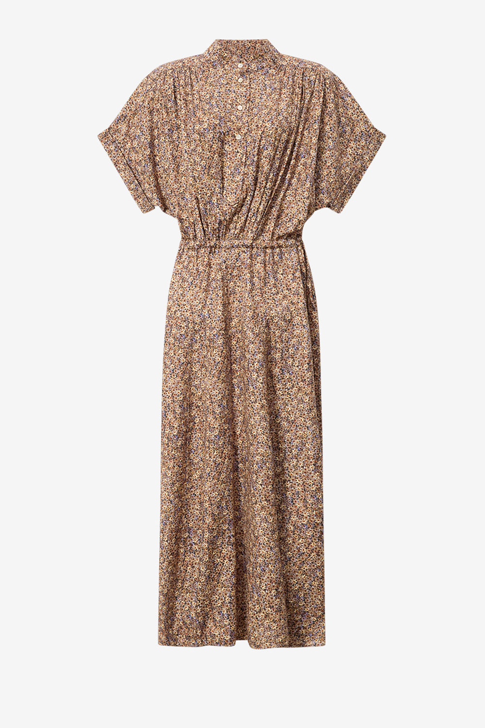 Robe longue en jacquard de soie fleuri ansley - Ocre - Woman - 1