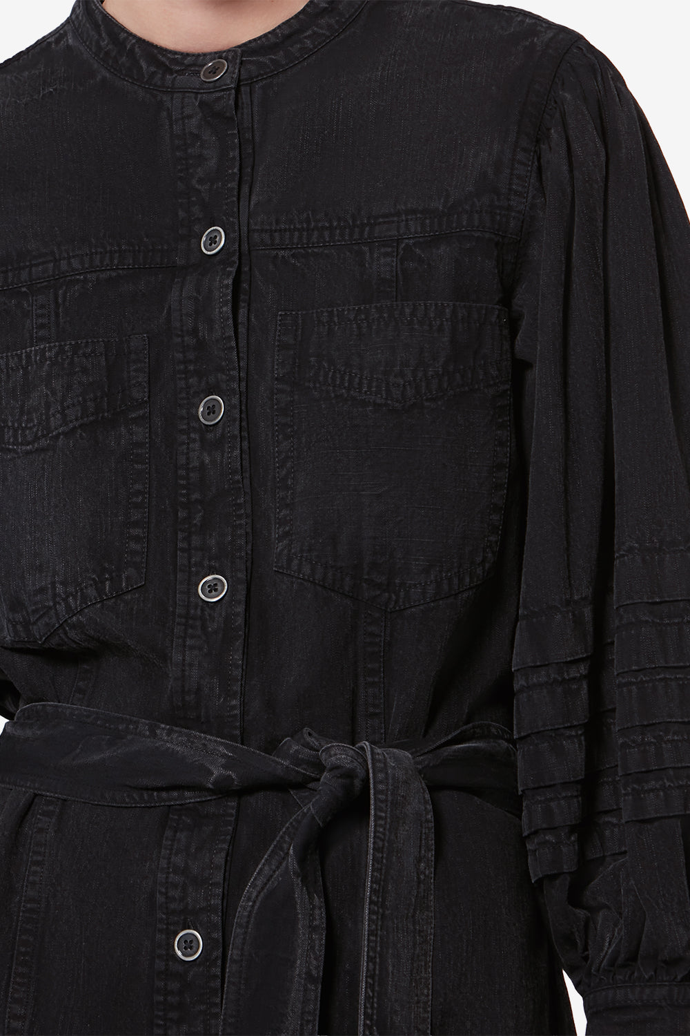 Robe-chemise en chambray délavé moe - Noir délavé - Woman - 3