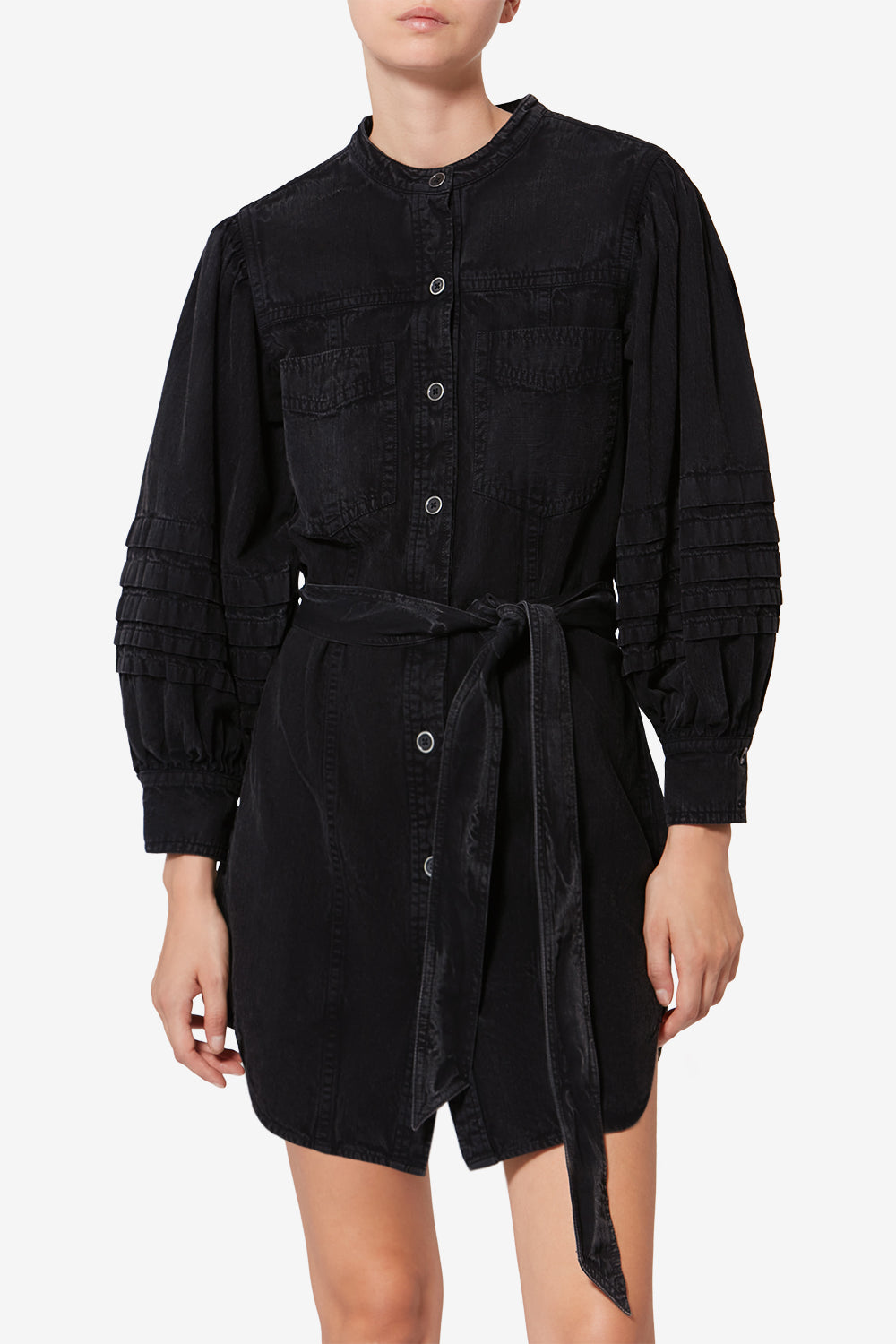 Robe-chemise en chambray délavé moe - Noir délavé - Woman - 4