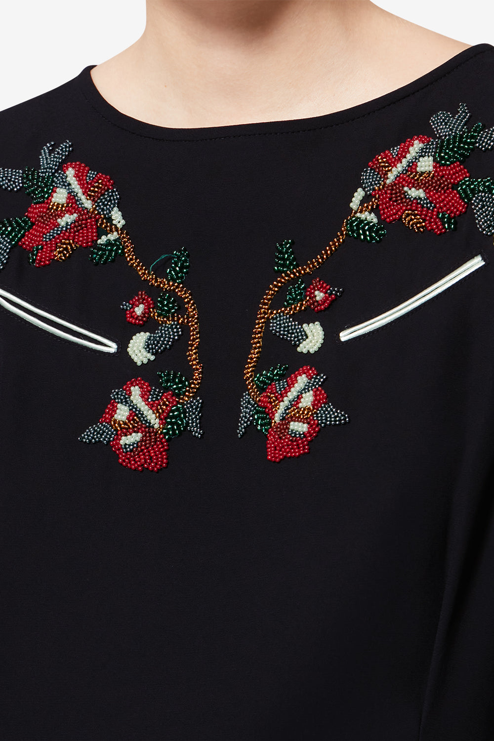 Youma short beaded cady dress - Black - Woman - 3