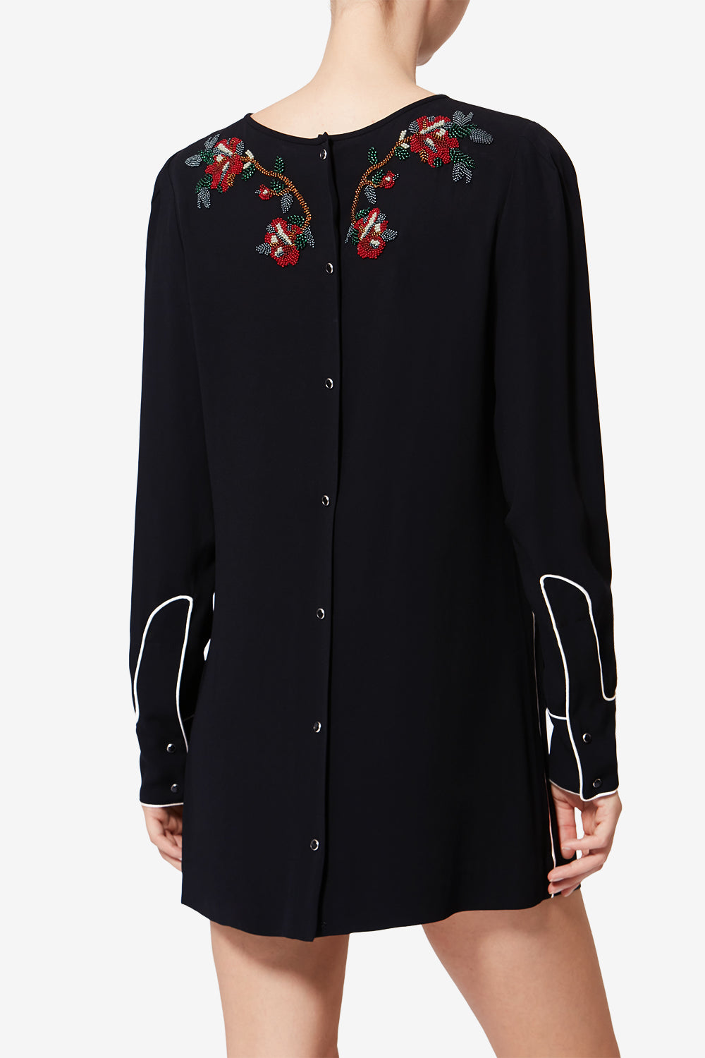 Youma short beaded cady dress - Black - Woman - 5