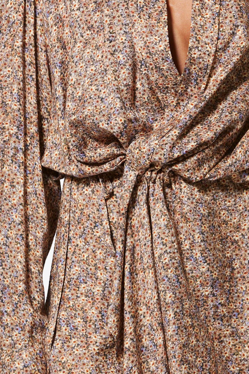 Robe-chemise en jacquard de soie fleuri harmony - Ocre - Woman - 3